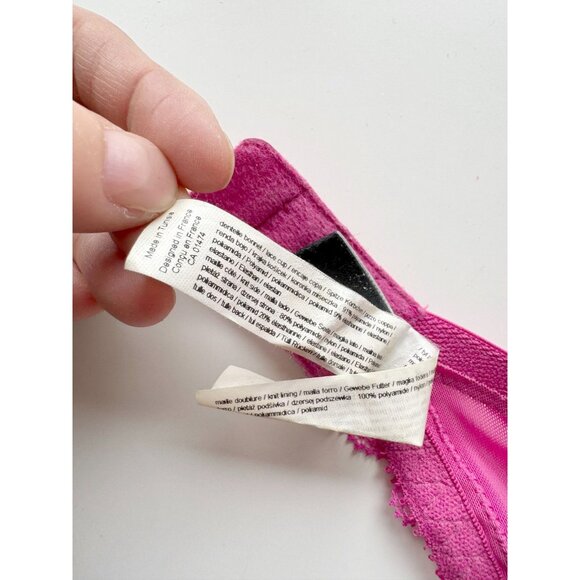 CHANTELLE Fuchsia Pink Embroidered Logo Lace 38Balconette Bra, Size 34DDD - Picture 11 of 12